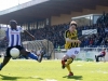 Max Hudepohl geeft een voorzet verdediger van Quick Boys kan het niet voorkomen Foto Hans Heemskerk